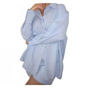 NEW GERGANA IVANOVA amber stripe shirt in sky blue